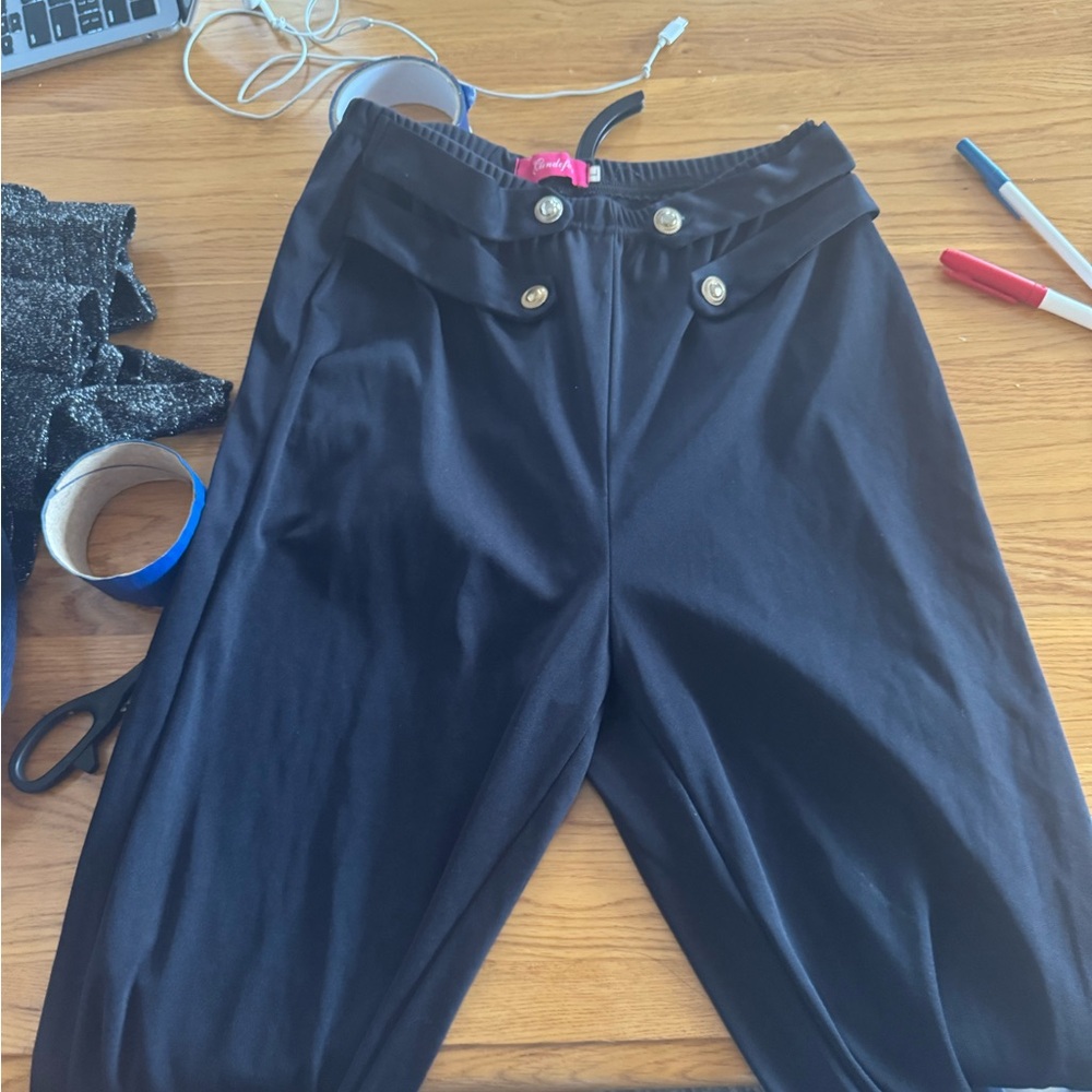 Stylish Black Buttoned Pants